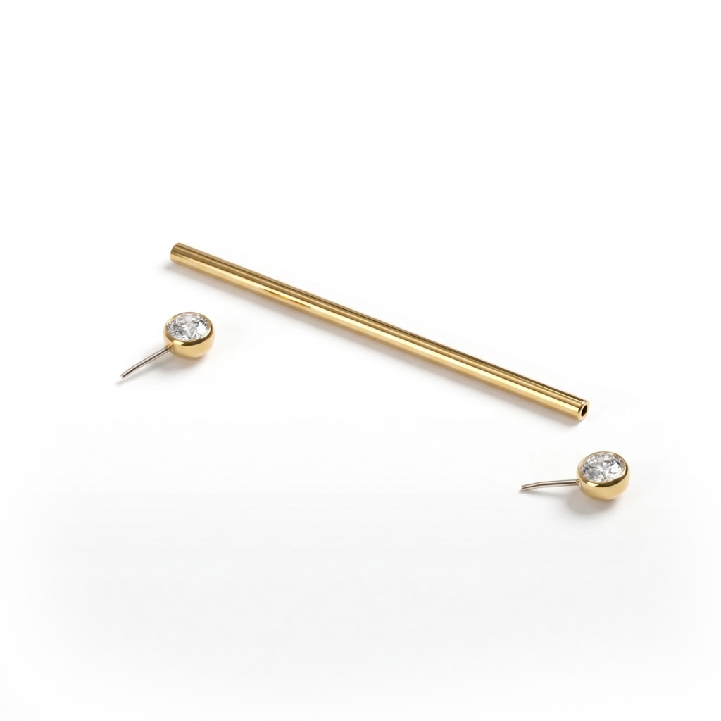 Industriell stav i titan med inramade stenar