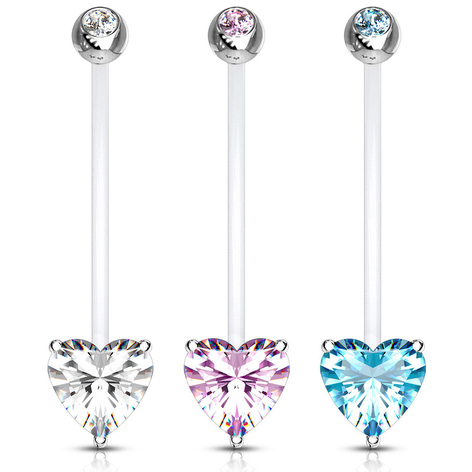Navelpiercing av PTFE till gravida med hjärta av sten
