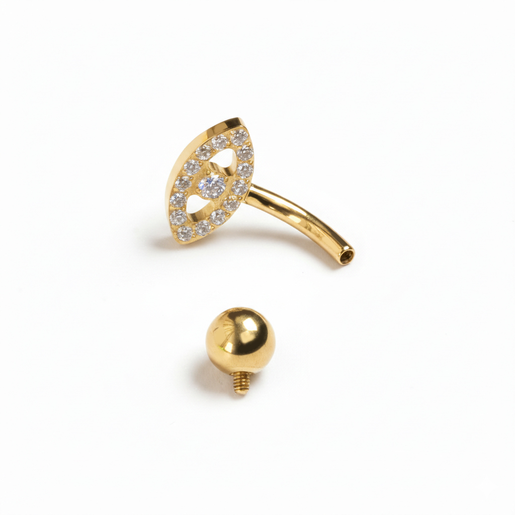 Navelring i titan med onda ögat