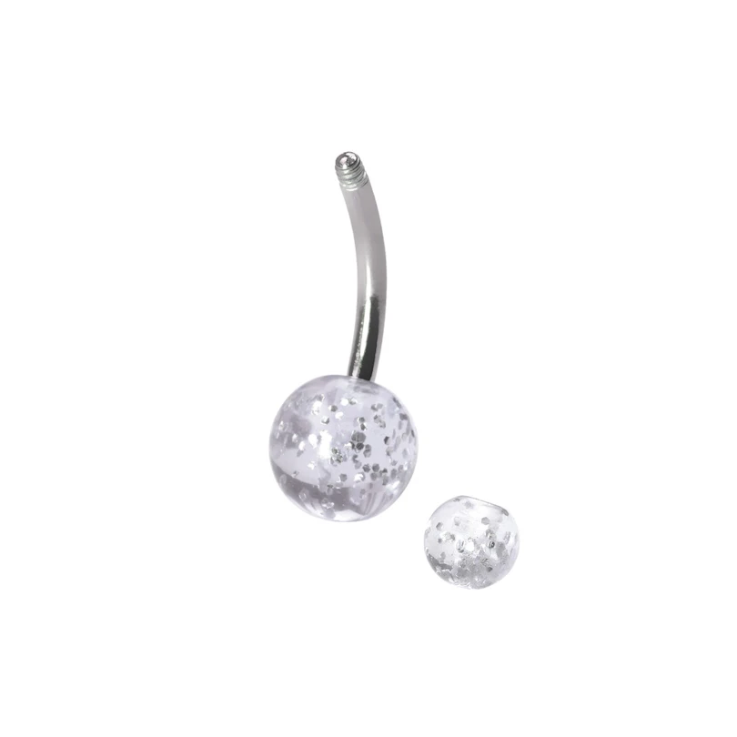 Navelpiercing av titan med glitterkulor