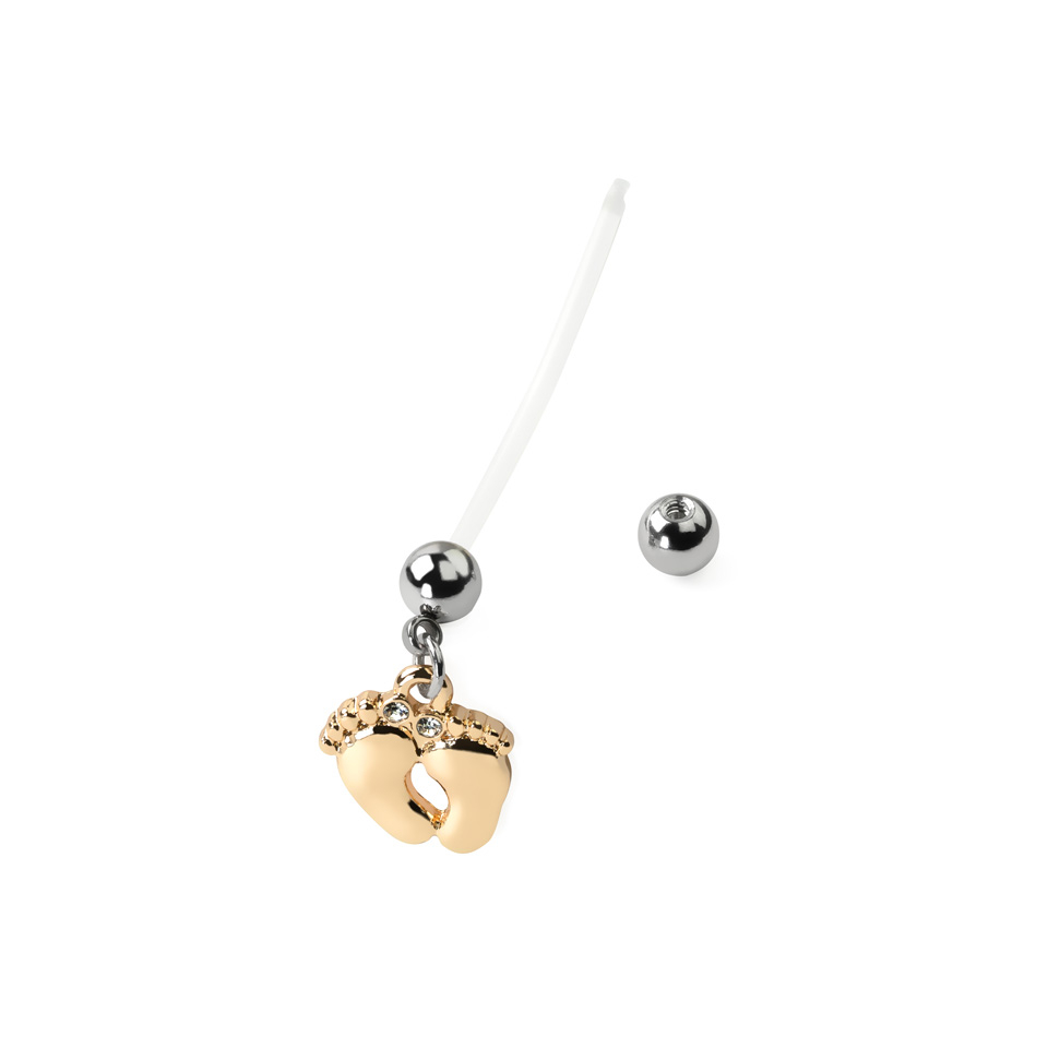 Navelpiercing till gravida med blanka fötter