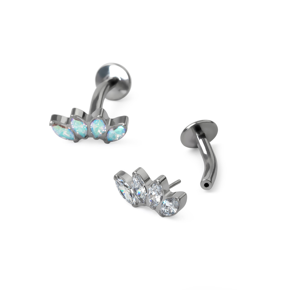 Navelpiercing av titan med stenar i marquise-design