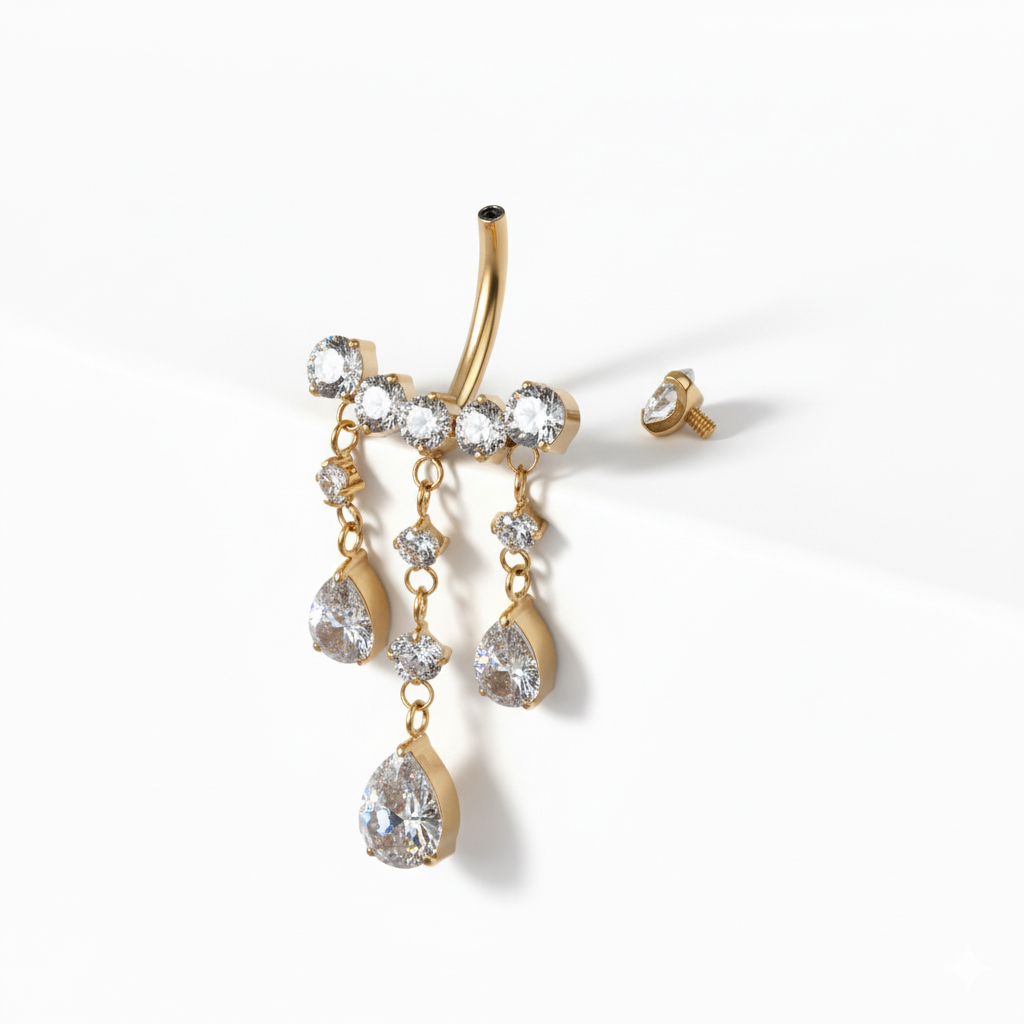 Navelbarbell i titan med hängande smycke