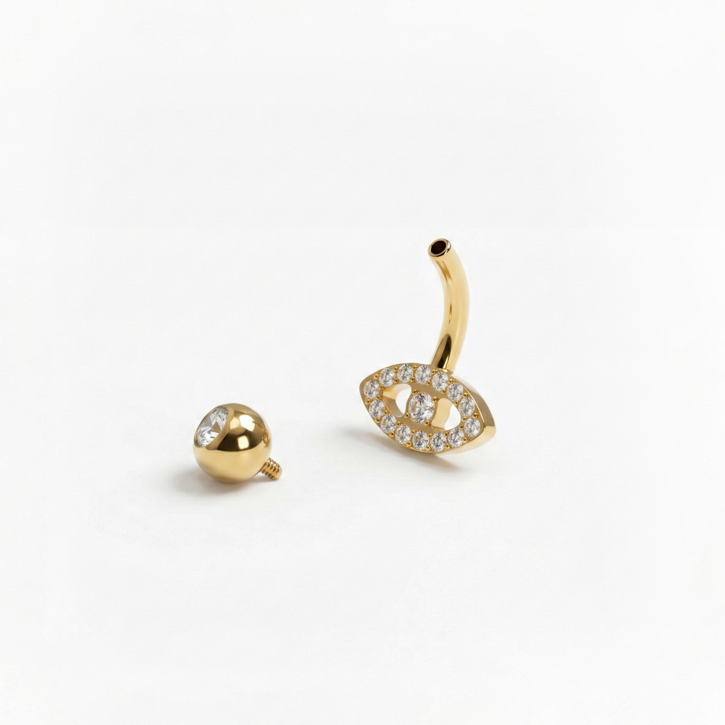 Navelring i titan med onda ögat