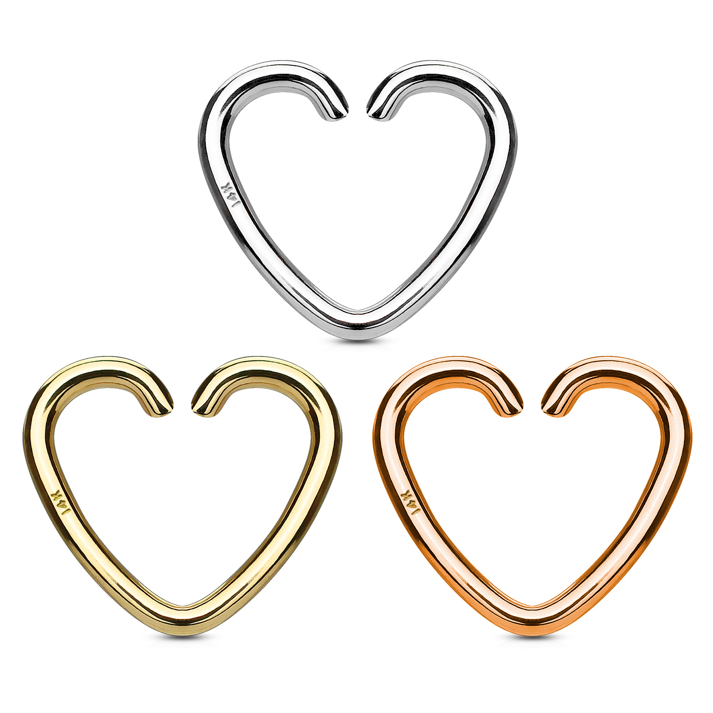 Hjärtformad öronpiercing av 14k guld