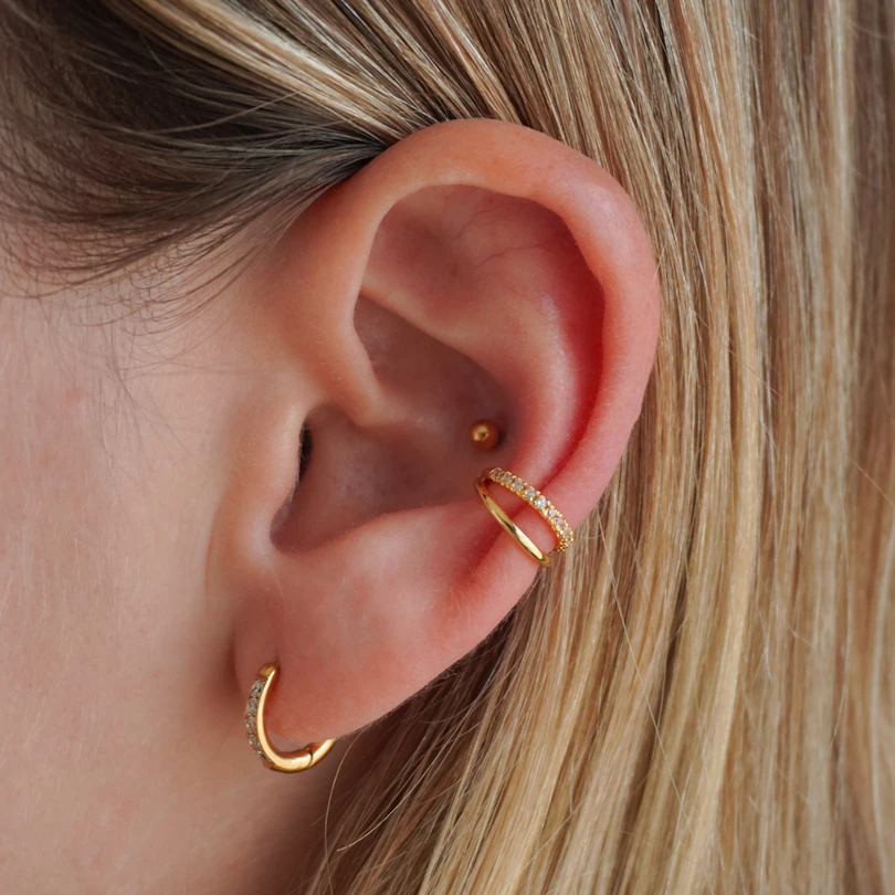 Dubbel earcuff med CZ-stenar