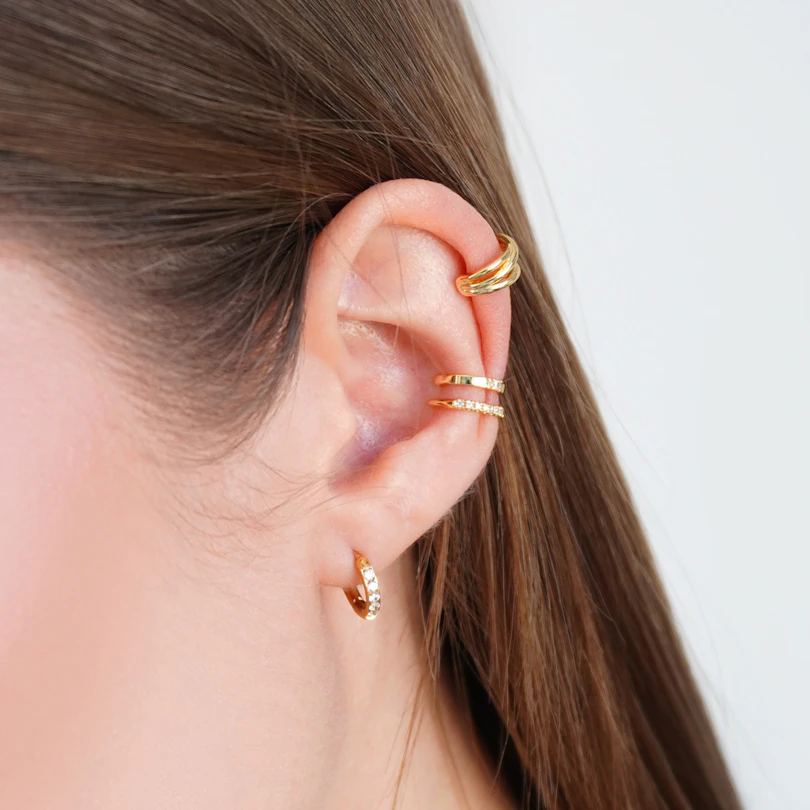 Chunky dubbel earcuff med stenar