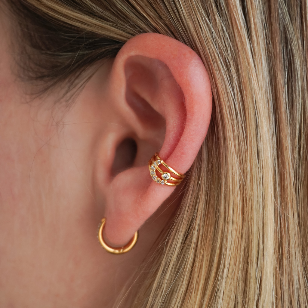 Trippel earcuff med måne