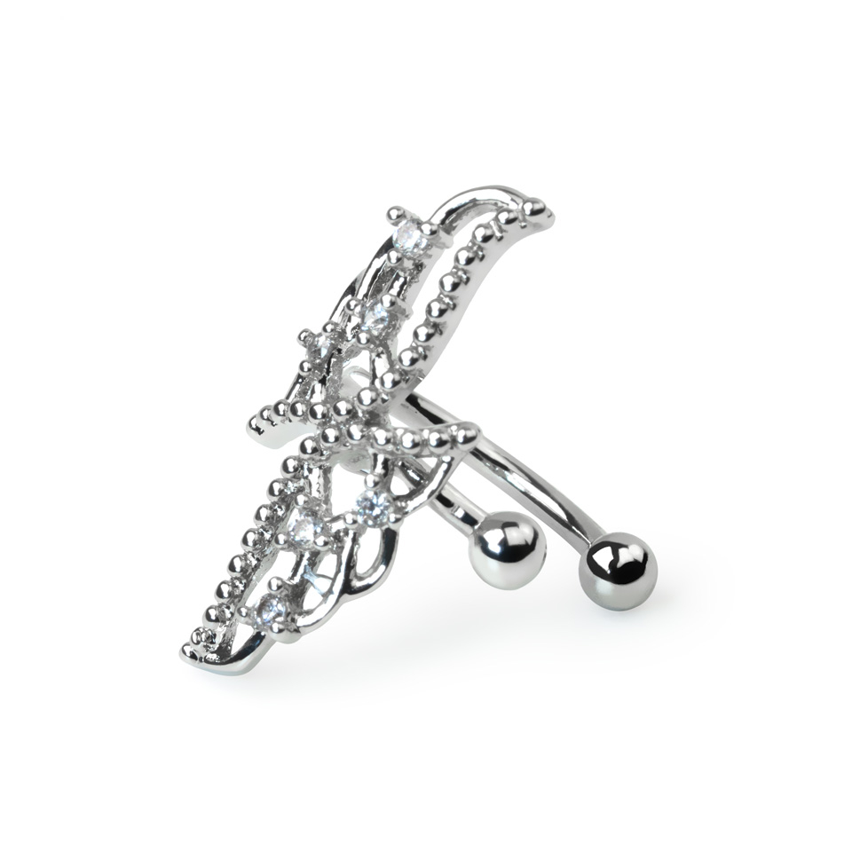 Ear cuff med vingar i kirurgiskt stål