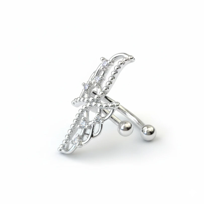 Ear cuff med vingar i kirurgiskt stål