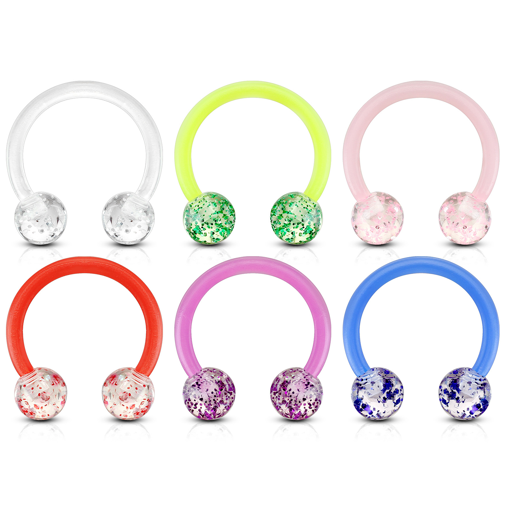 Hästsko av akryl med glitterkulor