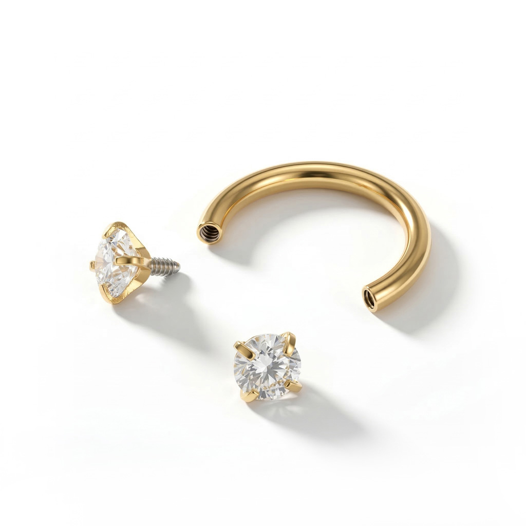 Hästsko med invändig gänga och rund sten