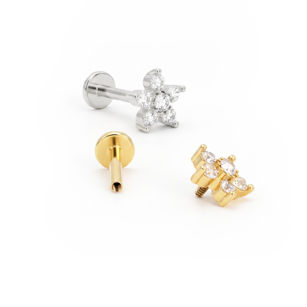Labret med blomma av sten och invändig tråd