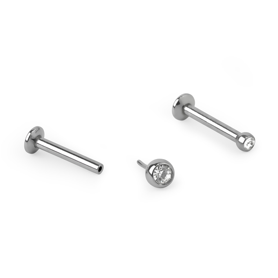 Push-in labret med sten