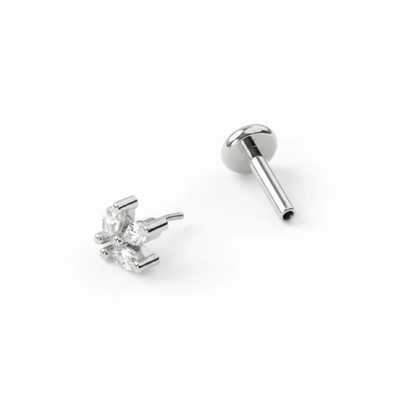 Push-in labret med marquise stenar