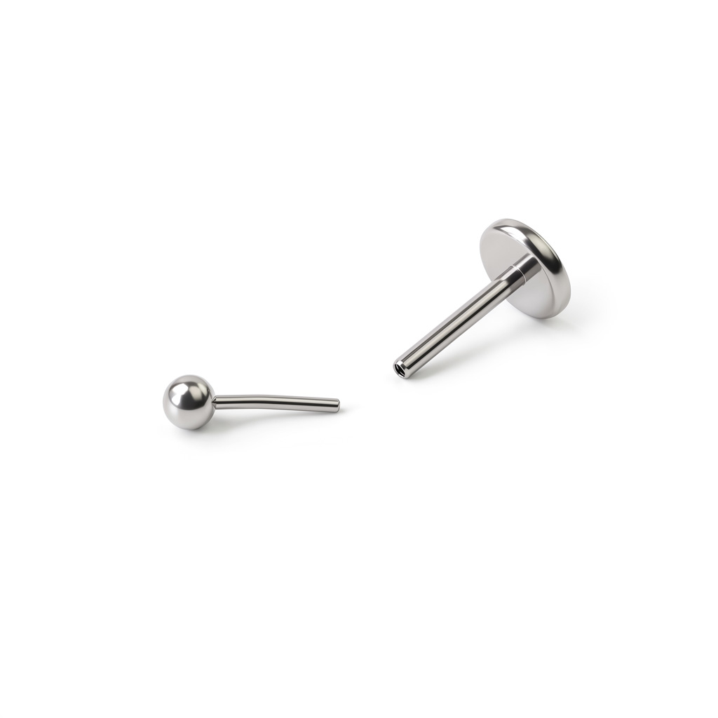 Push-in labret gjord av titan