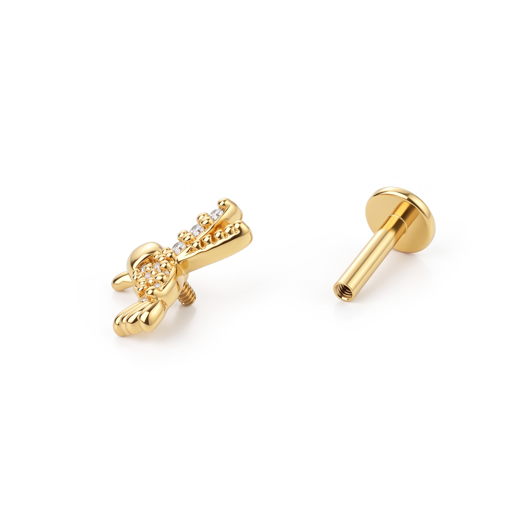 Labret med stensmyckad kolibri
