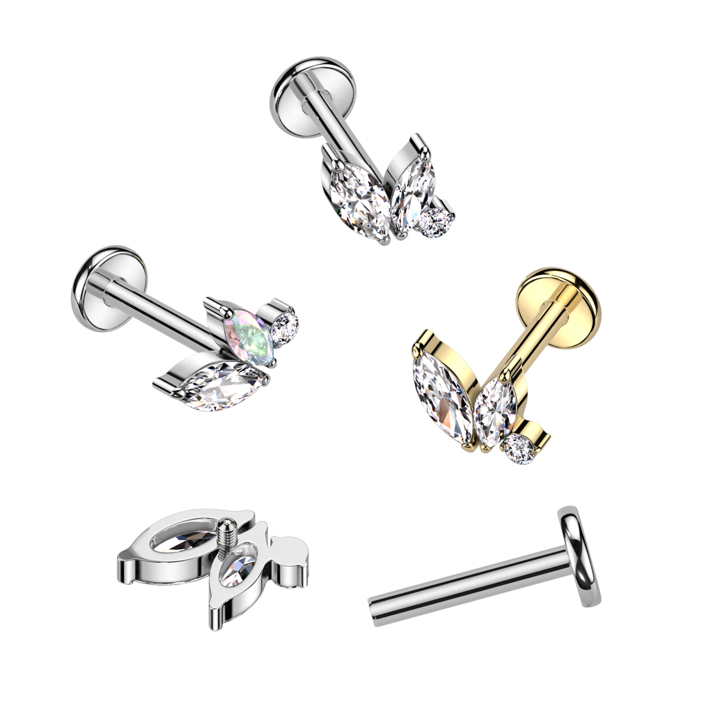 Fin labret i titan med invändig tråd