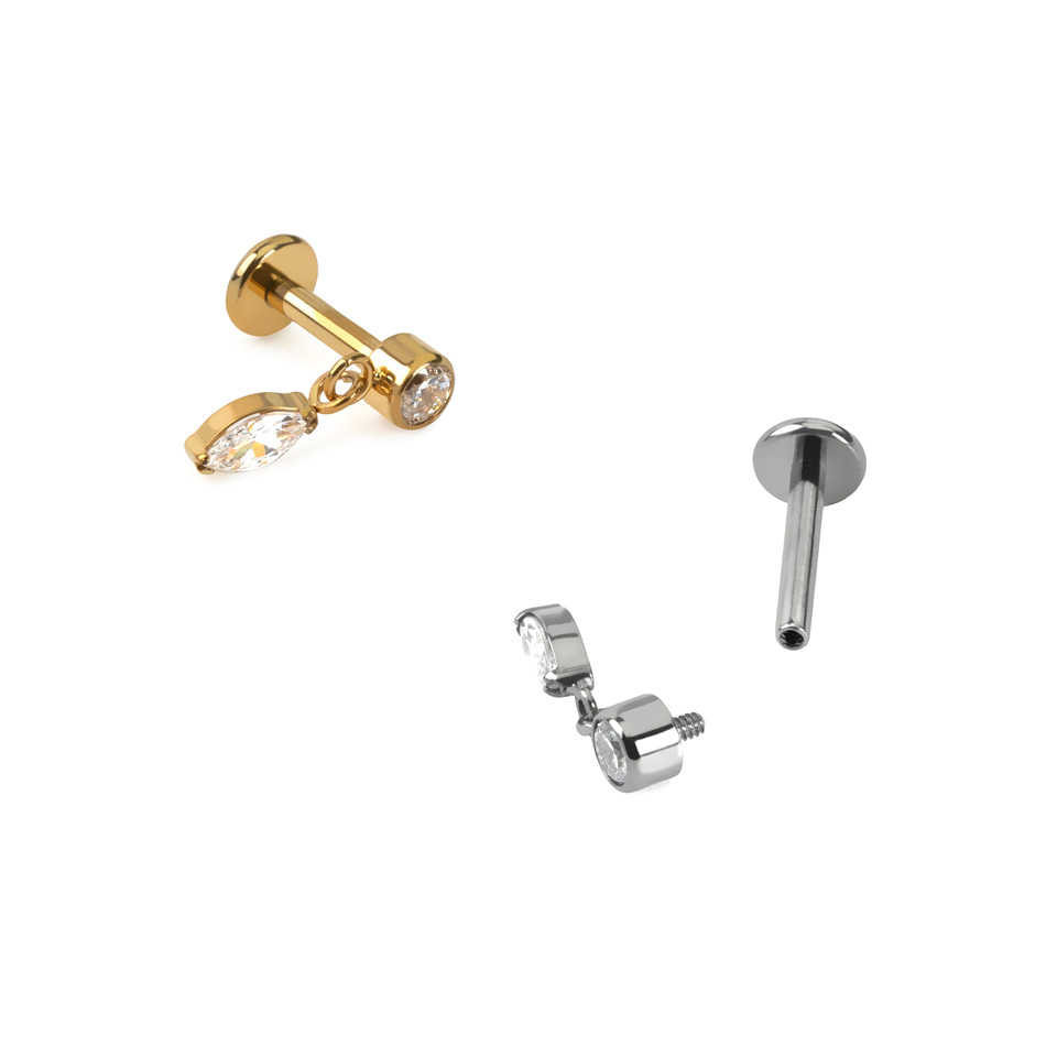 Labret i titan med marquise-berlock