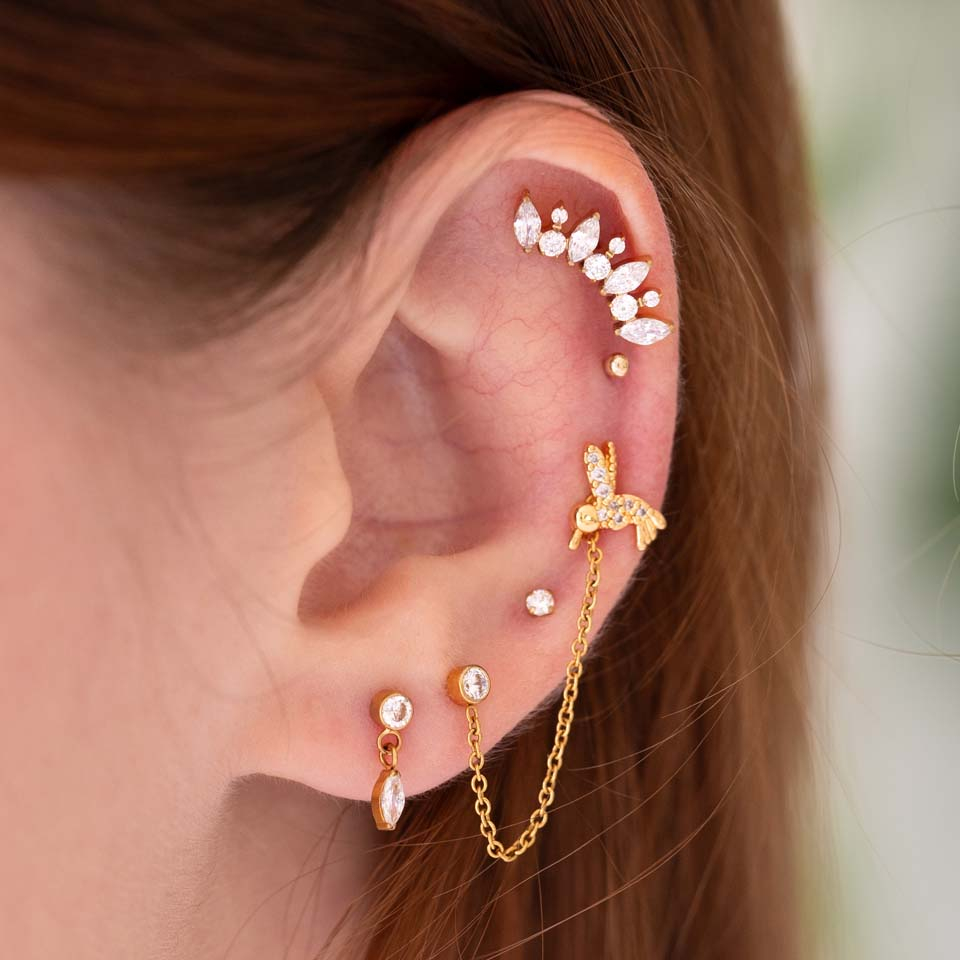 Labret i titan med marquise-berlock