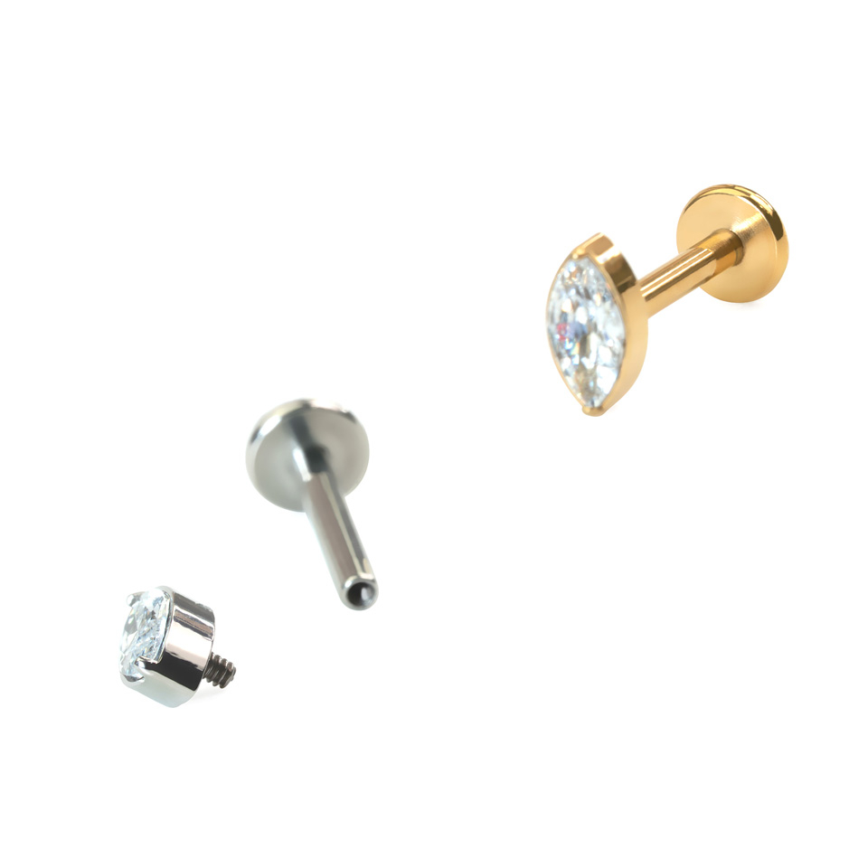 Labret i titan med marquise-sten