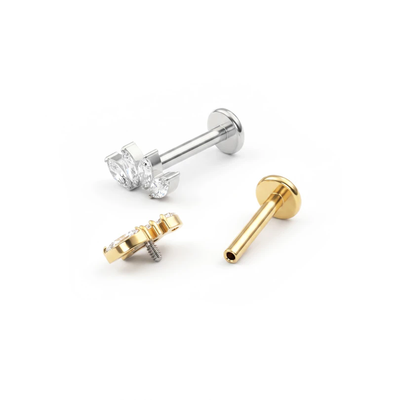 Titanlabret med fyra marquise-slipade stenar