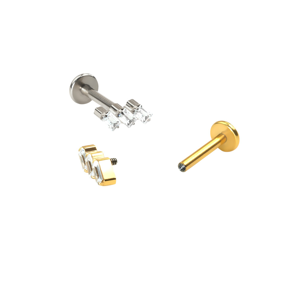 Titanlabret med baguetteformade stenar