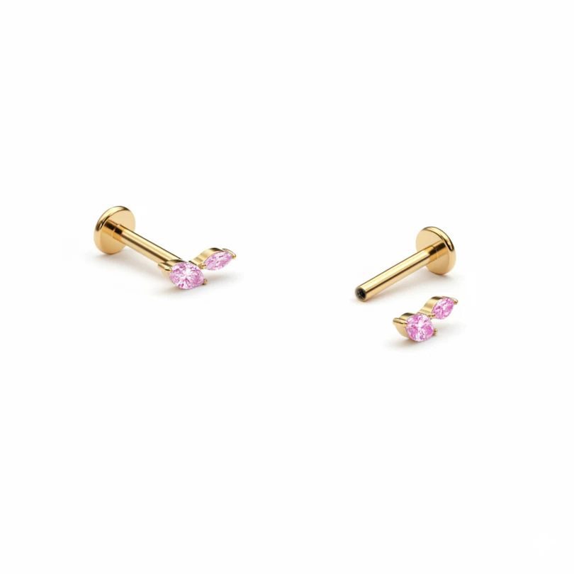 Titanlabret med två marquise-slipade stenar