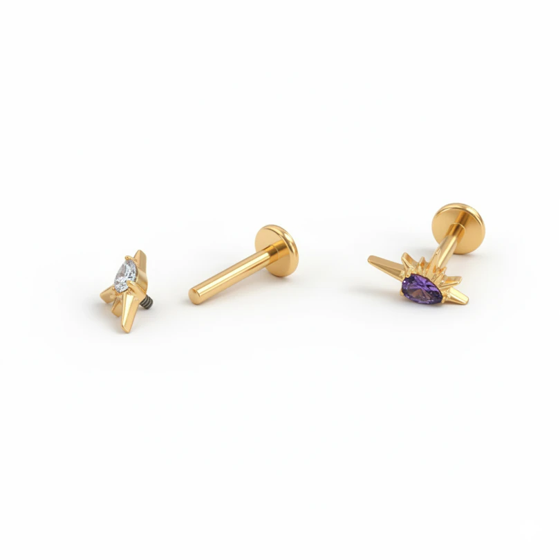 Labret i titan med halv sol