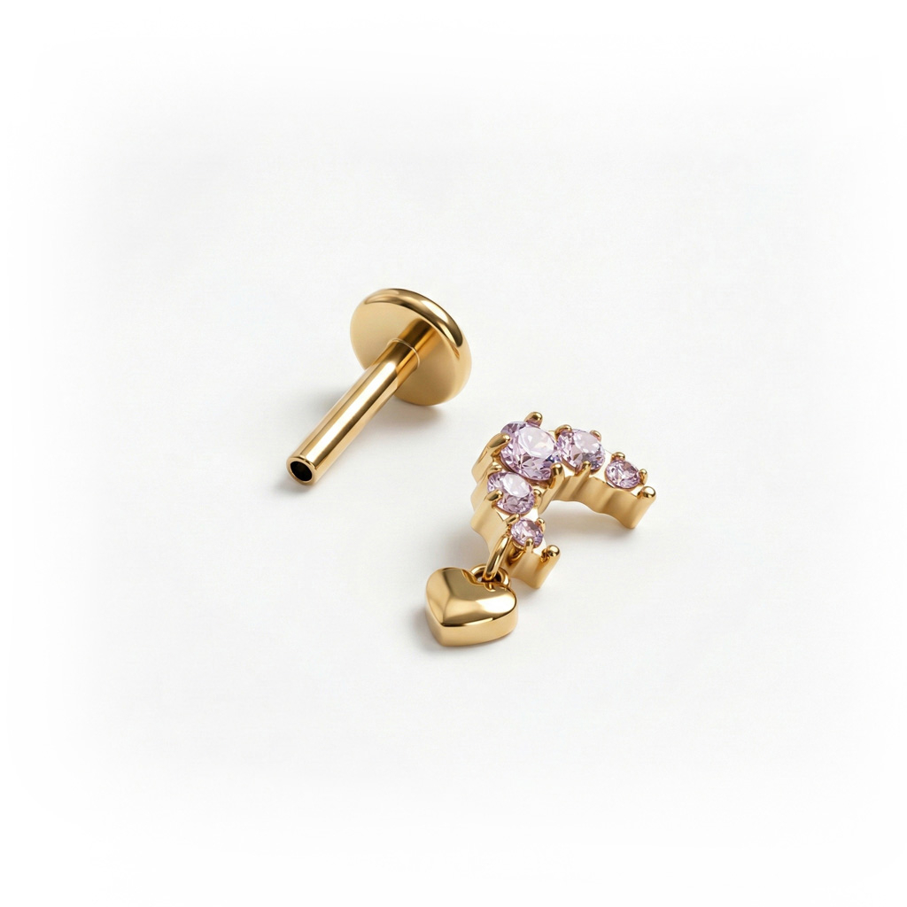 Titanlabret med måne och rosa stenar