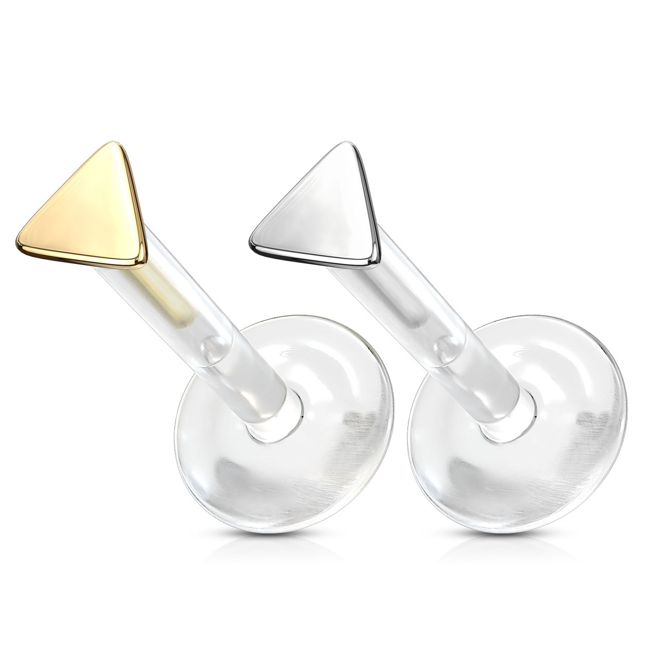 Labret av 14 karat guld med trekantig topp