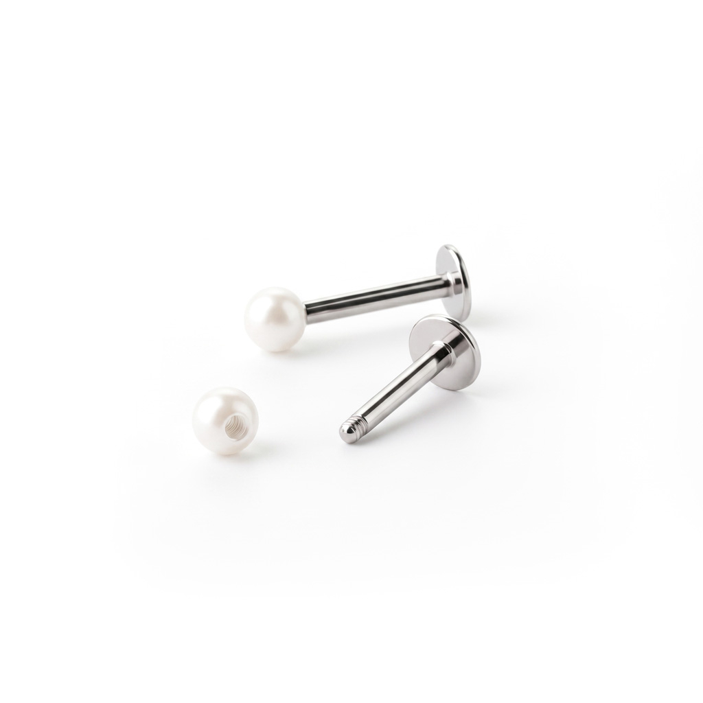 Labret med pärlkula av akryl i många färger