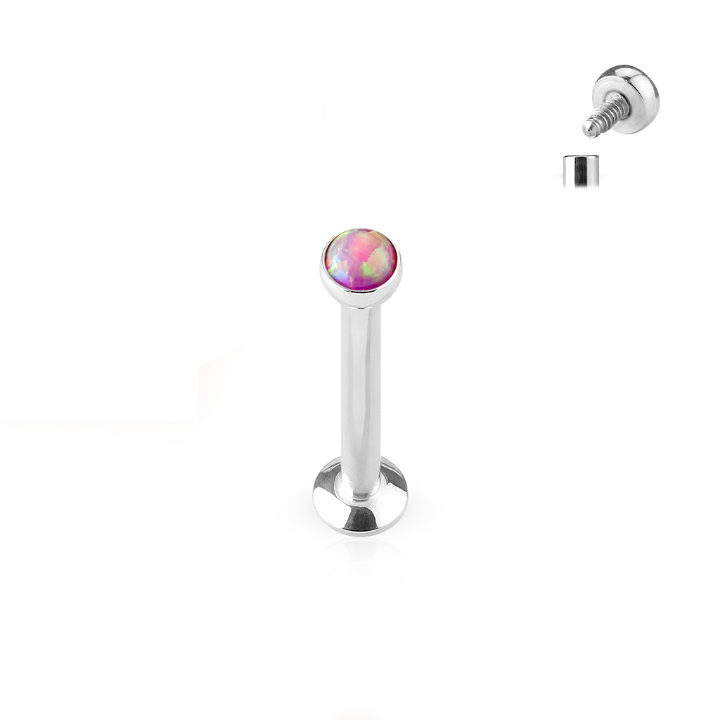 Labret med invändig gänga och opalkula