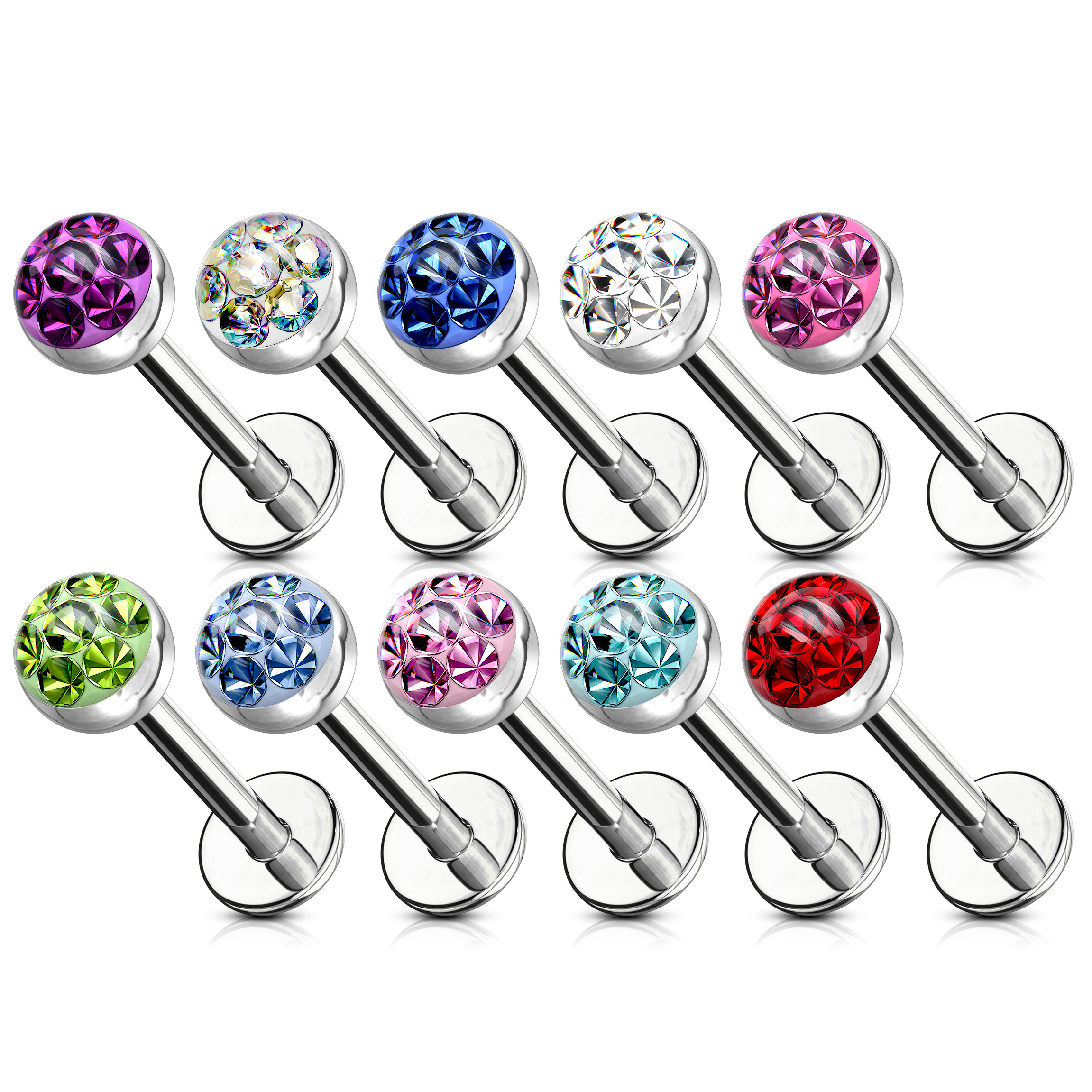 Labret med kristallpärla