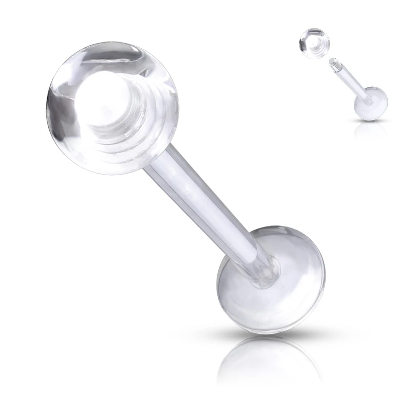 Labret med genomskinlig kula