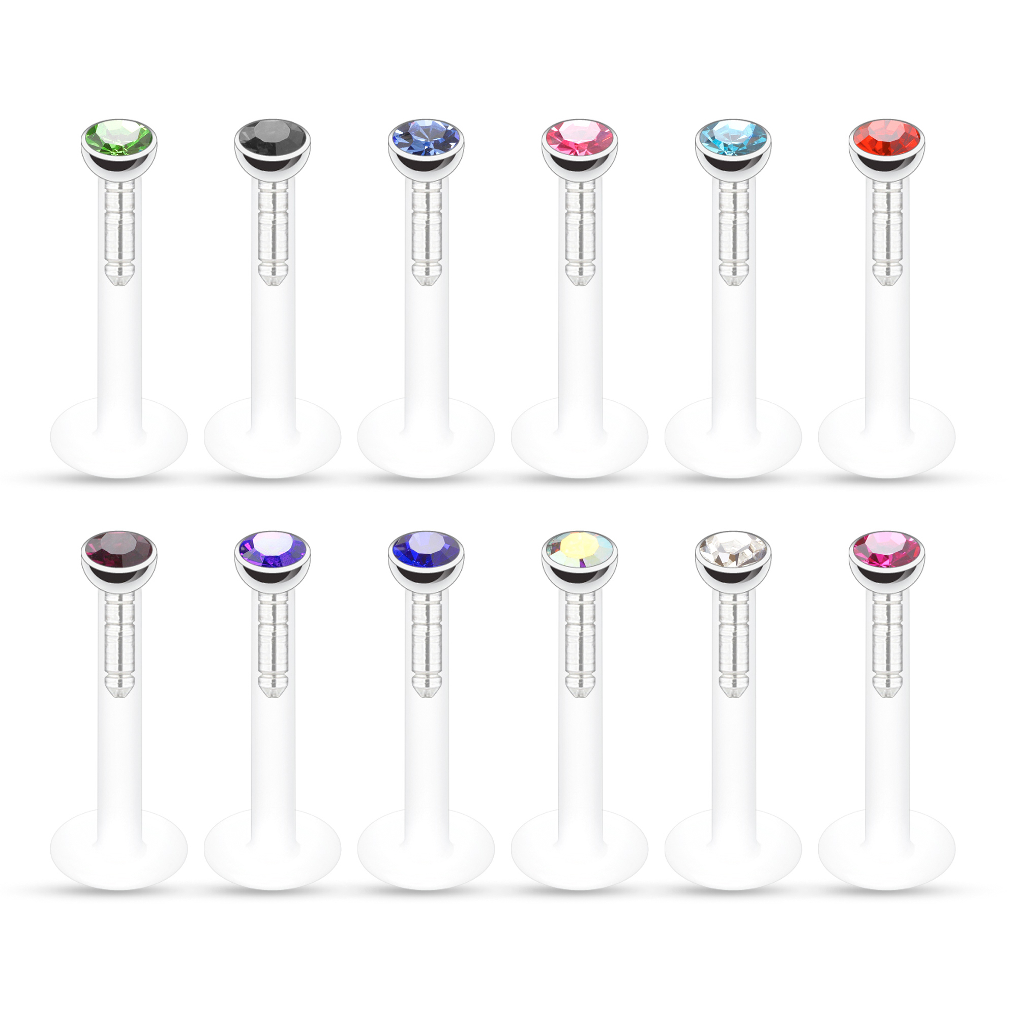 Labret av ptfe med sten i många olika färger