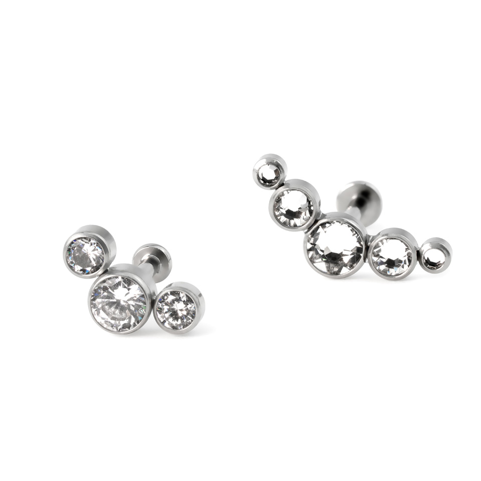 Push-in labret av titan med olika stenar