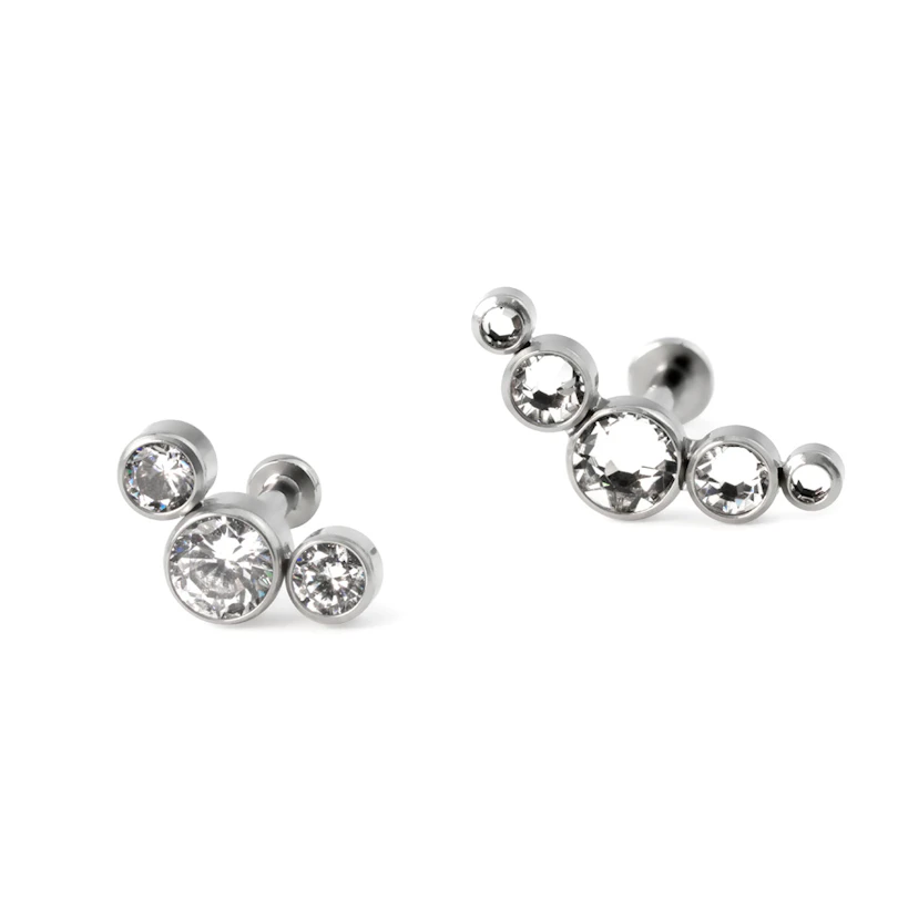 Push-in labret av titan med olika stenar