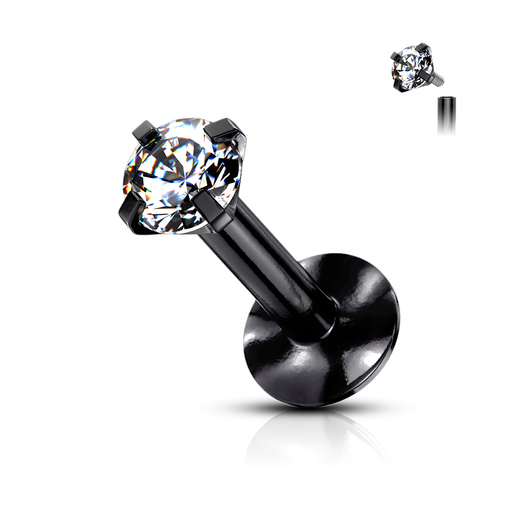 Labret med mikro sten och inre skruvgänga