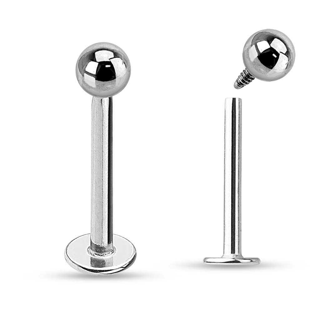 Labret av titan med invändig tråd