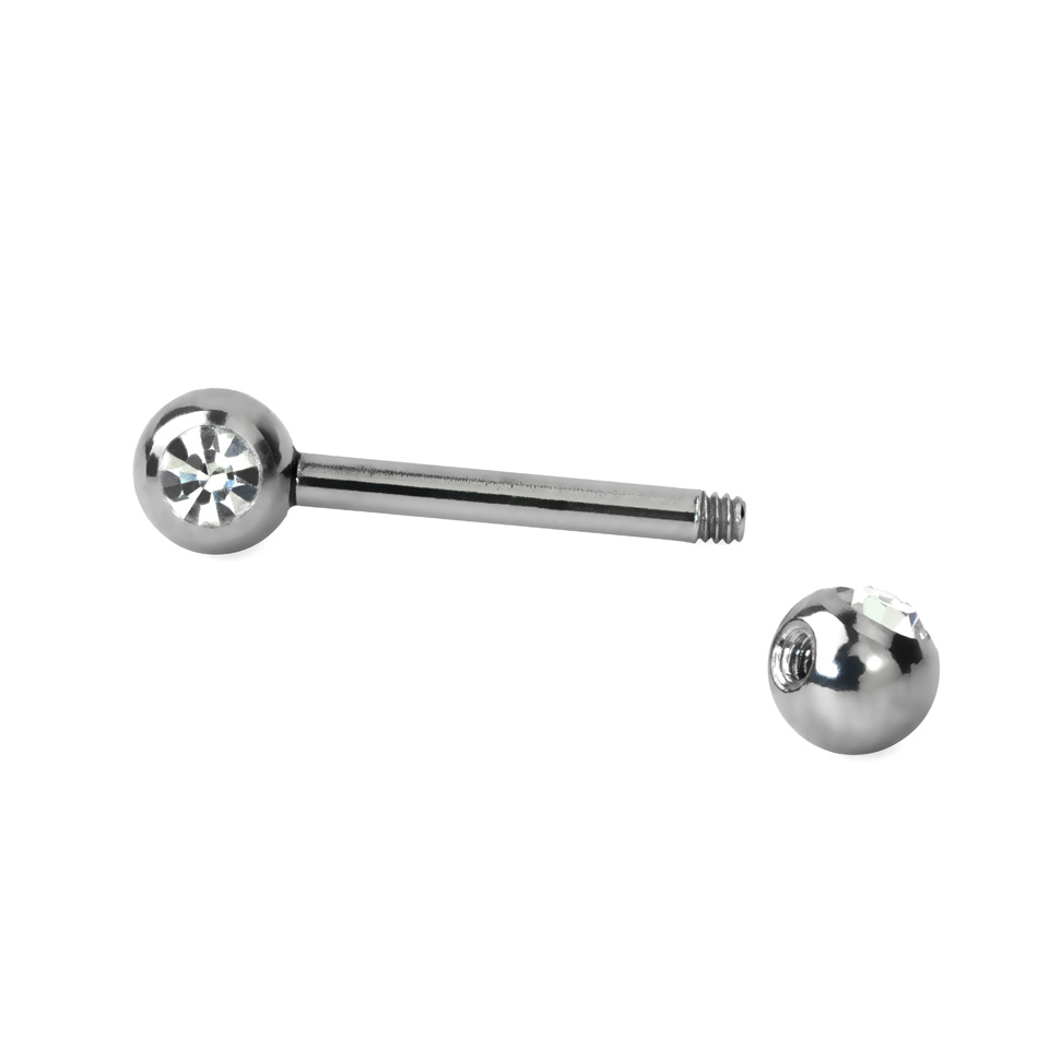 Bröstpiercing med sten i flera färger