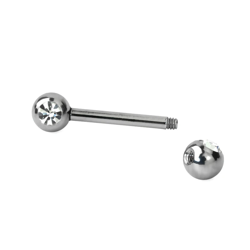 Bröstpiercing med sten i flera färger