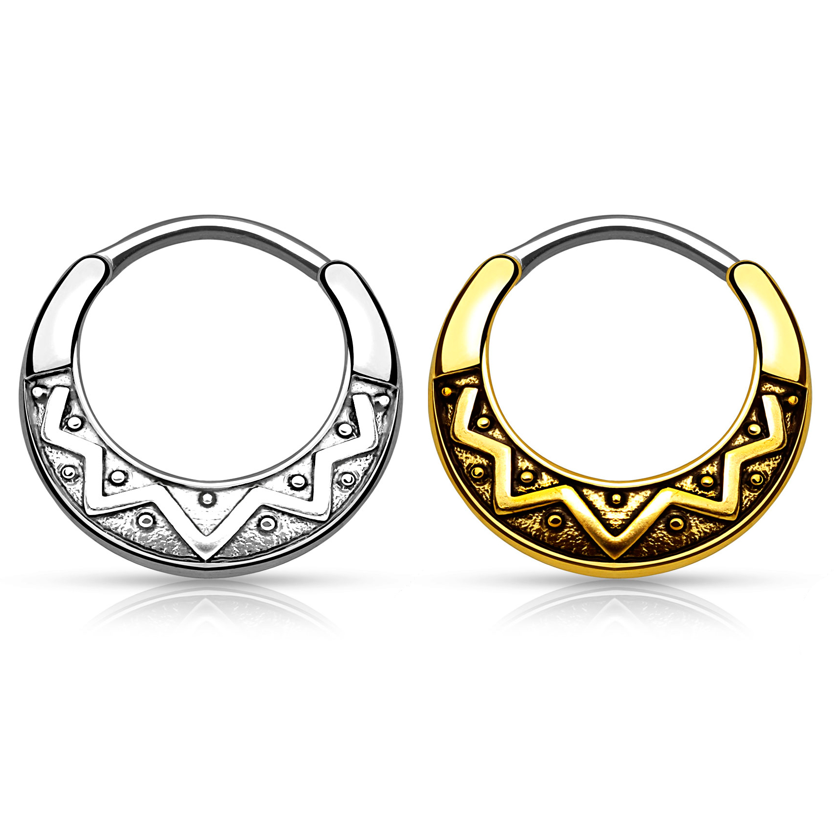 Septumpiercing med aztek-design