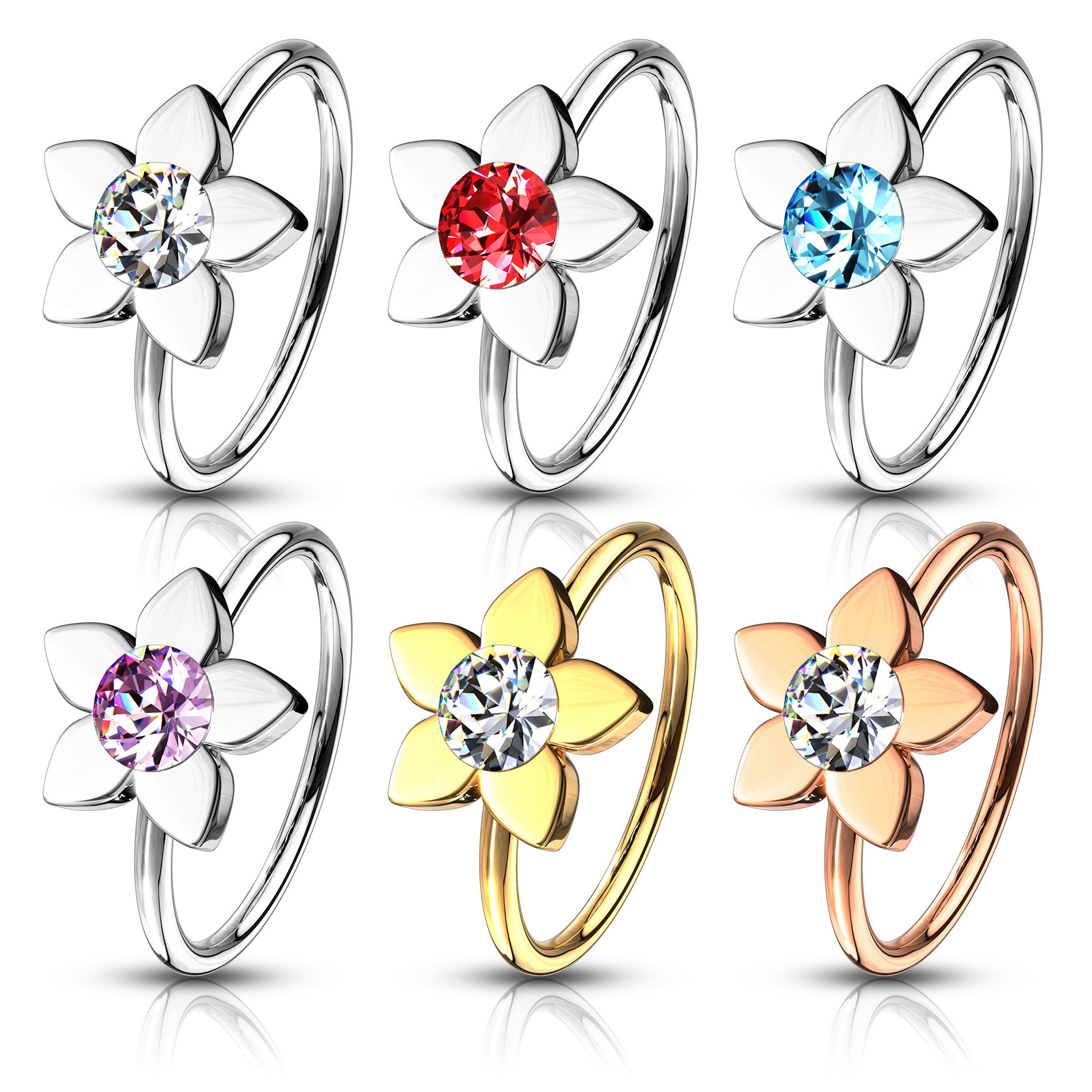 Näsring med lotusblomma och sten