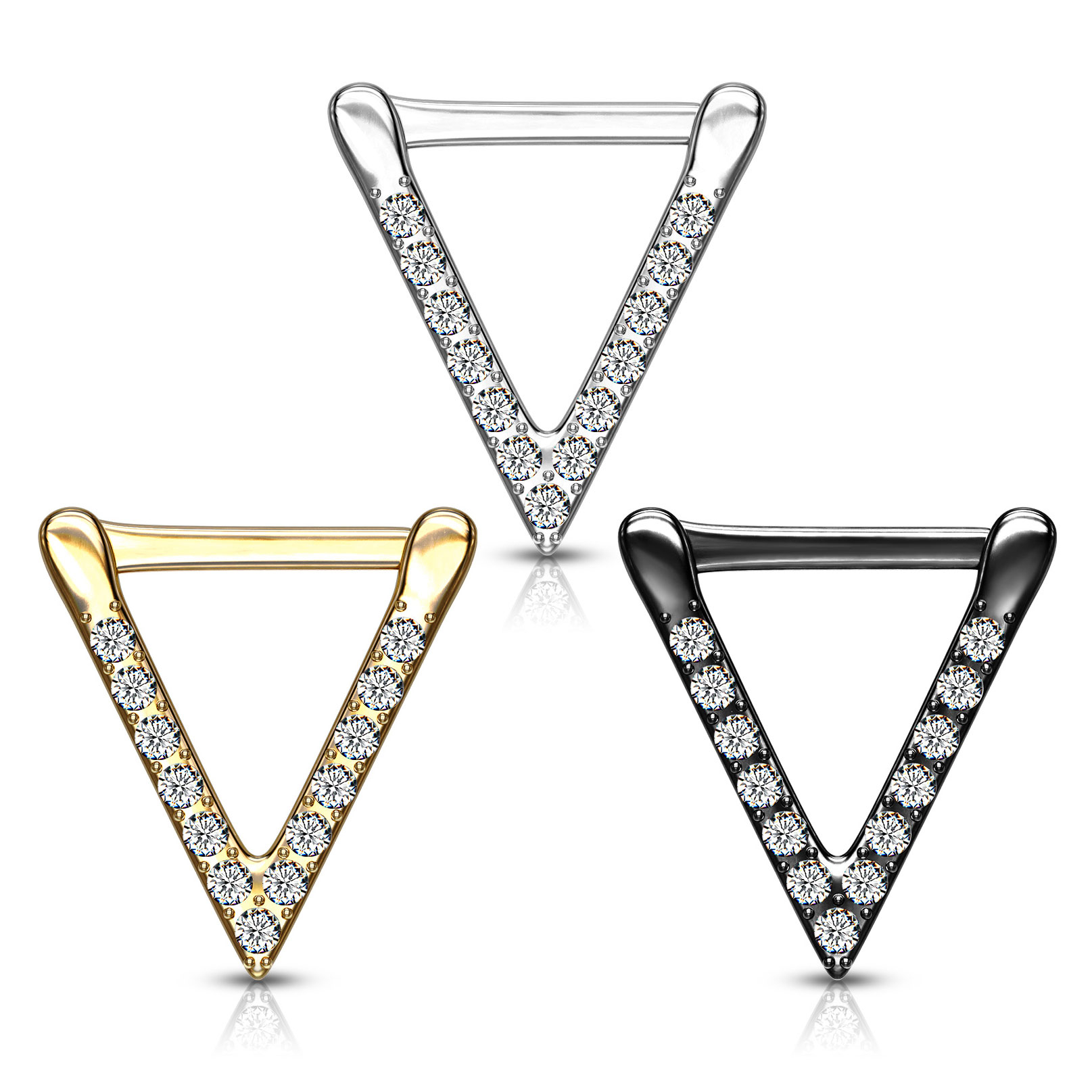 Septumpiercing med stendekorerad trekant form