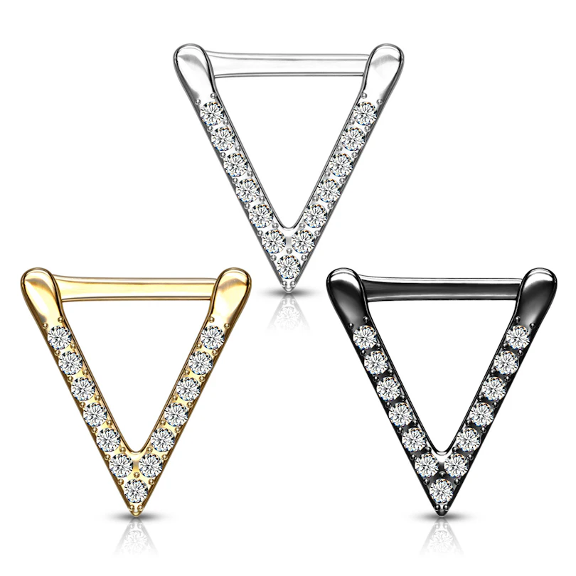 Septumpiercing med stendekorerad trekant form