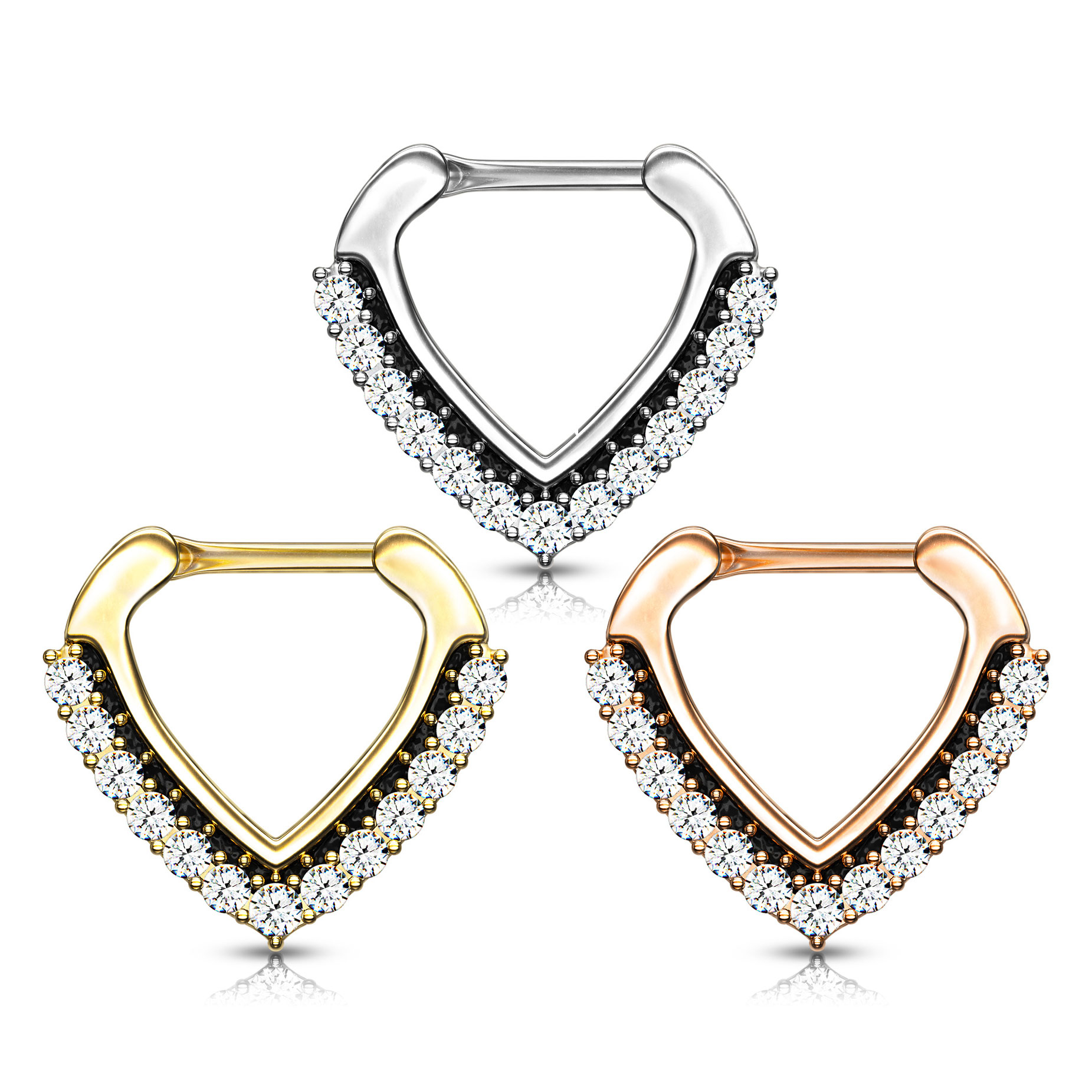 Septumpiercing med mjuk stendekorerad V-form