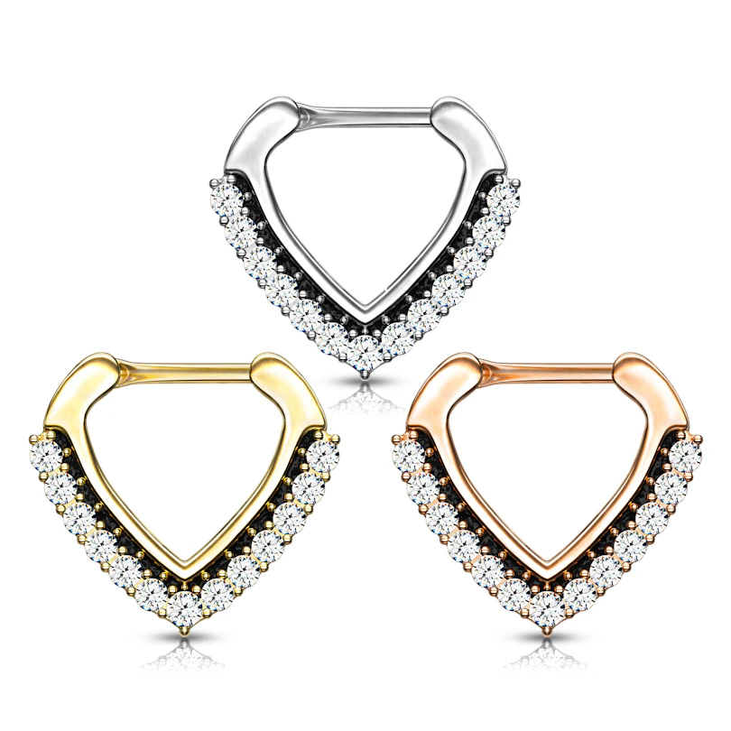 Septumpiercing med mjuk stendekorerad V-form