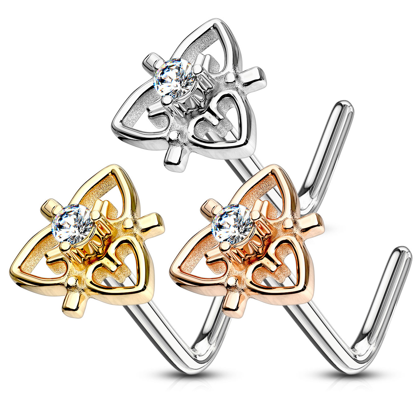 Näspiercing med hjärtfiligran och sten