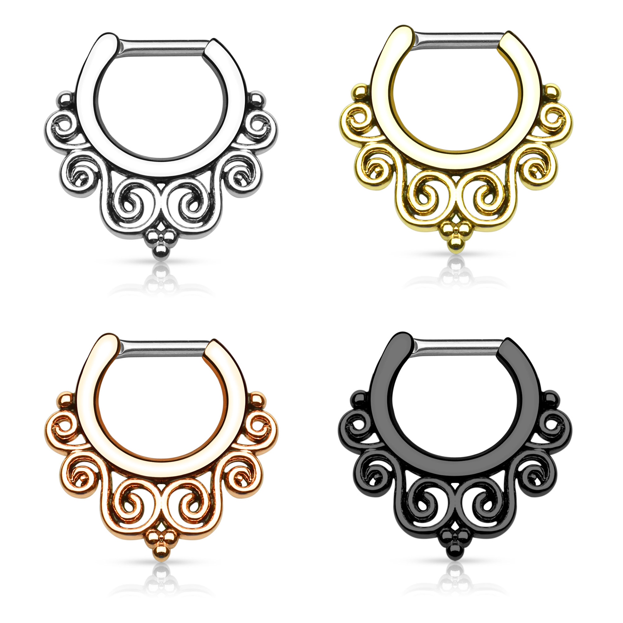 Septumpiercing med tvinnad design